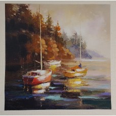 Harboured Under Trees Boats Canvas